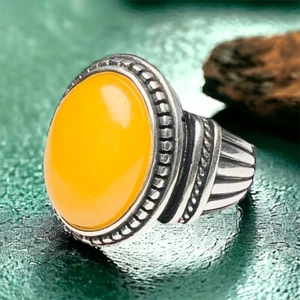 925 Sterling Silber natürlicher Jemen Sharaf Schein Achat Dua Amulett Talisman Ring #2 - Bild 1 von 8