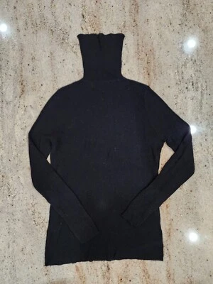New Women's ELIE TAHARI Black Wool Blend Rib Turtleneck Sweater Size M - Image 1 of 4
