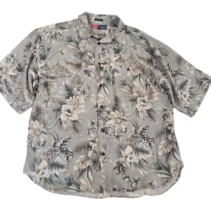 Camisa deportiva CM manga corta abotonada para hombre gris L seda floral hawaiana verano - Imagen 1 de 12