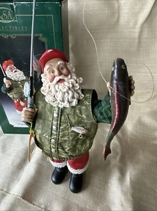 Kurt Adler KSA Christmas Santa Fisherman Fishing Fabriche Field & Stream Figure - Picture 1 of 23