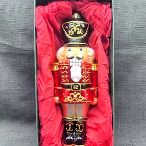 MAX GLASS Nutcracker Soldier Glitter Glass Blown Christmas Ornament Poland New - Picture 1 of 5
