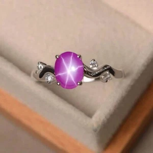 Lindy Star Ring, Pink Star Ring, Lindy Pink Star Ring, 925 Sterling Silver Ring - Picture 1 of 4
