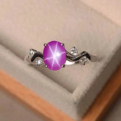 Lindy Star Ring, Pink Star Ring, Lindy Pink Star Ring, 925 Sterling Silver Ring - Image 1 of 4