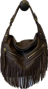 NWOT orYANY Brown Leather Bristol Fringe Hobo Bag with Dust Bag - Picture 1 of 11