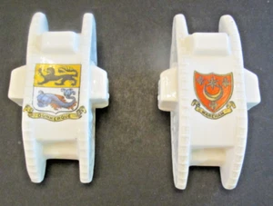 Vintage W.H. Goss Crested China Heraldic Model British Tanks Wareham Dunkerque Lot - Bild 1 von 8