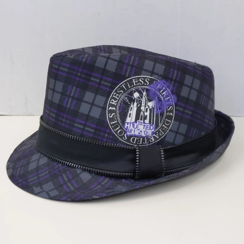 Disney Mansión Embrujada Sombrero Fedora Cuadros Púrpura Negro Almas Inquietas 59cm Adulto Foto 1 de 4