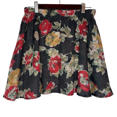 Vintage Y2K Volcom Two Faced Ruffle Skirt S Made In USA Logo Floral Boho Grunge - Image 1 of 4