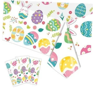 3 Pcs Easter Tablecloths Plastic, 54x108 Inch Easter Bunny Disposable Table - Picture 1 of 8