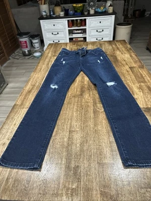 Guess Youth Girl Size 14 DarkWash Mid Rise Distressed Skinny Fit - Image 1 of 4