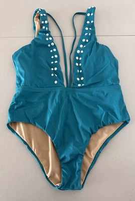 Traje de baño Reef de una pieza para mujer talla M verde azulado cuello profundo traje de baño Foto 1 de 4