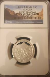 2011-S 25c Silver Glacier NP Quarter-Early Release- NGC PF70 Ultra Cameo