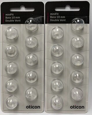 2 Packs Oticon miniFit 10mm Bass Double Vent Domes For Hearing Aids. 20 Total. - Image 1 of 3