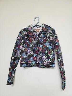 Chaqueta Denim Hot Kiss Junior Talla L Botón Delantero Manga Larga Multicolor Floral  Foto 1 de 4