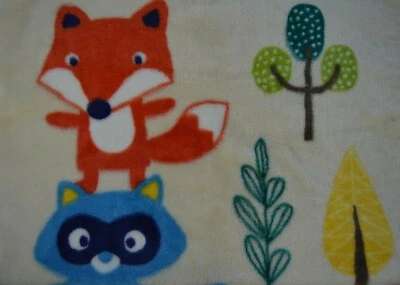 Bananafish Forest Friends Manta Bebé Zorro Mapache Erizo Tostado Marrón Azul  Foto 1 de 4