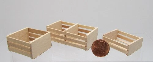 SERENDIPITY Dollhouse Miniature Natural Wood Crate For Store Market in 3 Sizes - Handcrafted