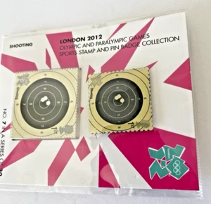 London Olympic 2012 Games Stamp and Pin Series No. 7 Shooting SPORT RARE NEW NIP - Picture 1 of 18