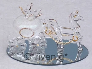 WHITE WEDDING Horse & Pumpkin Carriage Gift@Cake Topper@PRINCESS Table Decor SET - Picture 1 of 12