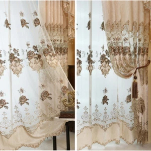 1x Chenille Blackout Curtain Hollow Embroidery Window Tulle Sheer Living Room - Picture 1 of 16