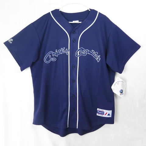 Majestic Mickey Mantle Jersey L Men Made in USA Blue White Cover