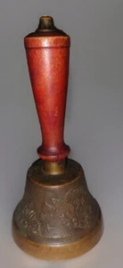 Vintage Brass Americana Themed School Bell 6in Ornate Americana Design - Picture 1 of 7