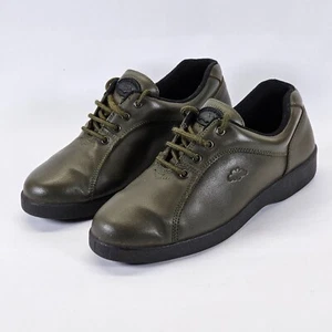Free-Step By Grosby Leather Lace-Up Shoes Casual Flats Olive Green Size UK 4 - Picture 1 of 18