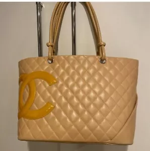 CHANEL Cambon Line Large Tote Bag Leather Black White Purse - Picture 1 of 13