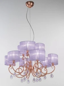 Suspended Lights Classic With Crystal Clear Copper Lampshade Lilac - Picture 1 of 1