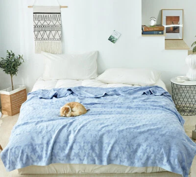 Pure Cotton Towel Blanket Soft Star Relief Traditional Craft Bed Cover Sheet New - Image 1 of 4