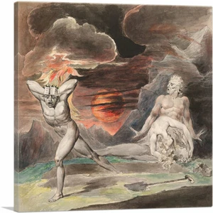 KUNSTLEINWAND Kain flieht vor dem Zorn Gottes Leinwand Kunstdruck von William Blake - Bild 1 von 11