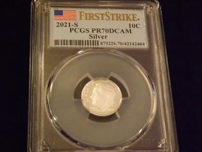 2021-S  Dime     First Strike   SILVER      PCGS PR 70 DCAM - Image 1 of 2