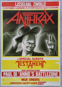 SELTEN ANTHRAX Original 1987 Tour Poster Testament Paul Di'Annos Metall - 23"x33" - Bild 1 von 10