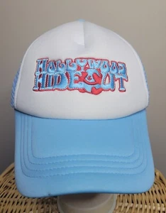 Hollywood Hideout Trucker Hat Cap Light Blue Embroidered Snapback Mesh Back - Picture 1 of 9
