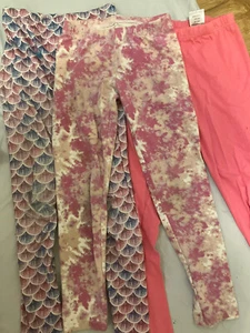 3 Colorful Leggings For Kids Size 7-8 - Picture 1 of 5