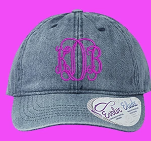 Women's Denim Cap with Custom Monogram - Picture 1 of 4
