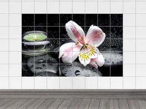 Fliesensticker Fliesenaufkleber Sticker für Badezimmer Blume Steine Teelicht - Bild 1 von 18