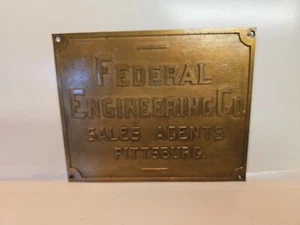 Federal Engineering Co Sales Agents Pittsburg Bronze Building Plaque - Picture 1 of 4