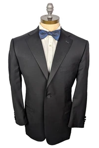 CORNELIANI Grosgrain Black Tux Tuxedo 1 Btn Suit Sz 44R US 54R IT Flat Front - Picture 1 of 9