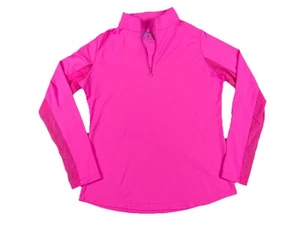 IBKUL camicia donna S rosa testurizzata bordo a rete UPF 50 golf nylon 1/4 zip top - Foto 1 di 7