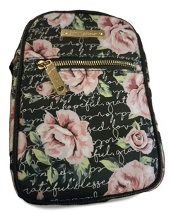NUOVO con etichetta BETSEY JOHNSON TRACOLLA/ORECCHIE CUSTODIA NERO FLOREALE - Foto 1 di 14