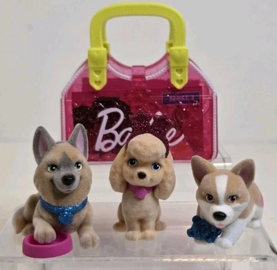 Barbie Mascotas Serie 4 🐶💗 Mini Conjunto de Figuras Flocadas (3) Lote de Perros con Portador Foto 1 de 4