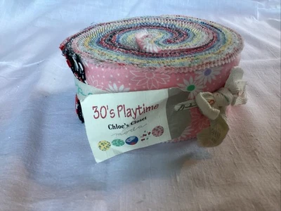 Moda Fabric Jelly Roll Chloe’s Closet 30’s Playtime 100% Quilting Cotton - Image 1 of 4