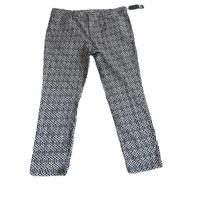 Calça skinny clássica feminina Tommy Hilfiger preta branca estampa geométrica tamanho 16 - Imagem 1 de 4
