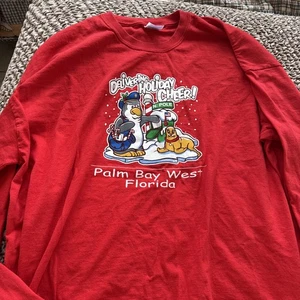 Camiseta roja Holiday Cheer Palm Bay West Florida manga larga 2XL - Imagen 1 de 5