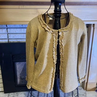 Cárdigan suéter de seda Joseph A Qu'est-ce Que C'est para mujer talla S dorado metálico Foto 1 de 4