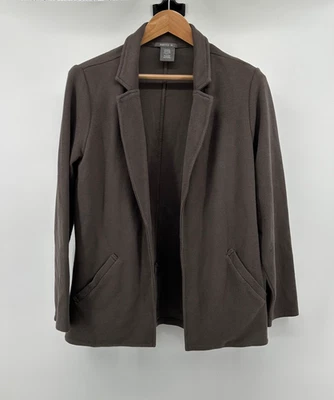 Matty M Knit Blazer Women's L Boyfriend Pebble Gray Layers Winter Timeless Warm - Image 1 of 4