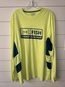 Camisa de manga larga Under Armour Fish para hombre 2XL suelta Heat Gear neón/verde - Imagen 1 de 4