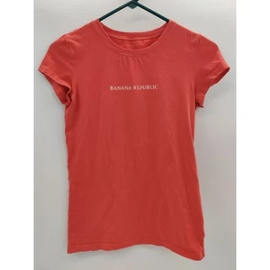 Banana Republic Damen T-Shirt Small Koralle Orange Kurzarm Logo Tee Oberteil - Bild 1 von 9