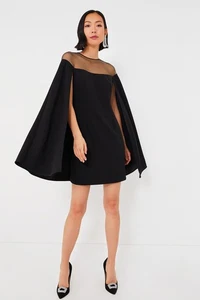 Vestido Tuckernuck Negro Estelle Capa Talla L Elegante Línea A Mini Forma de Cóctel Fiesta - Imagen 1 de 11