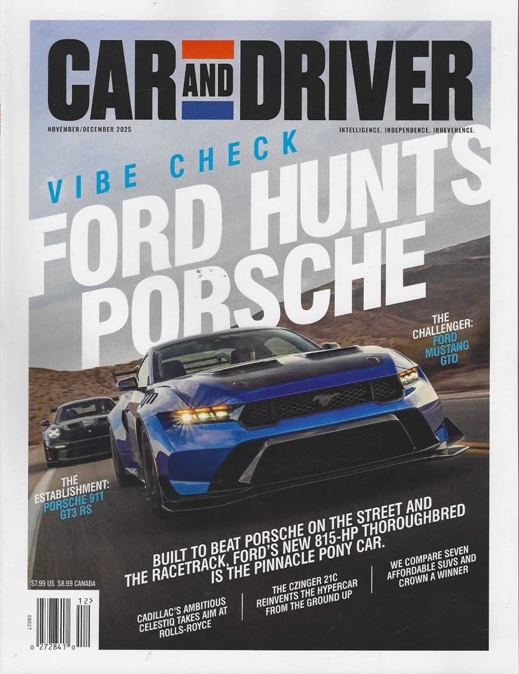 Car and Driver Magazine  November / December 2025 Ford vs Porsche - Image 1 of 1