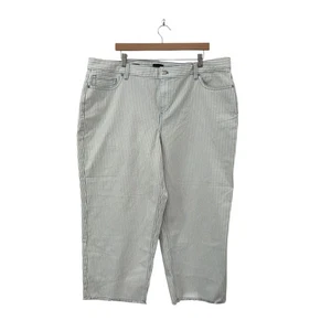 Talbots Womens size 20W Blue striped wide leg crop Denim Pants High Waist NWT - Picture 1 of 4